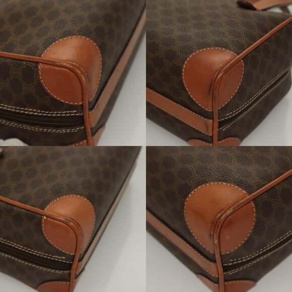 CELINE Macadam Canvas Hand Bag Pvc Leather Brown Gold - Picture 10 of 12